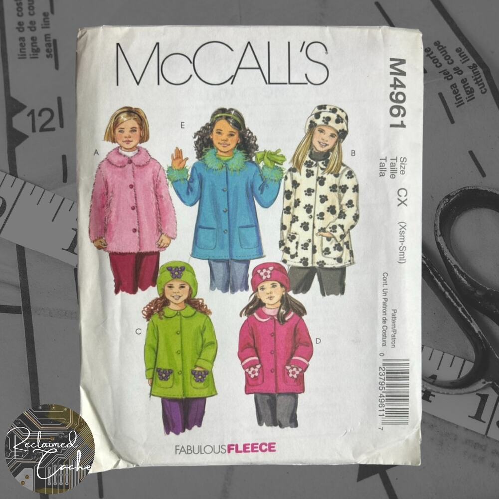 McCall's M4961 Children's Unlined Coats and Hats Pattern - Extra Small/Small
